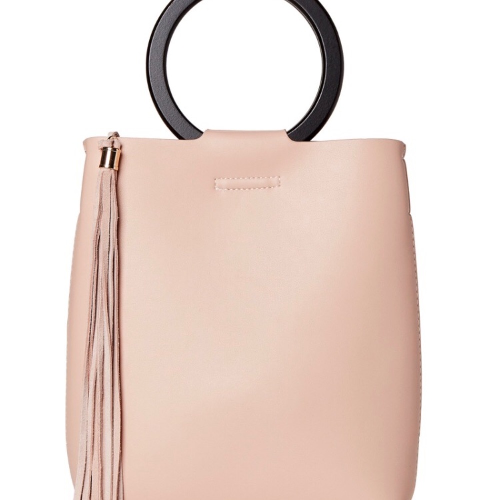 Blush Tasseled Ring Handle Bag